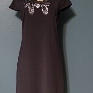 Charcoal metallic trim women's dress